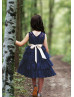 Lace Tiered Tea Length Flower Girl Dress With Flower Sash